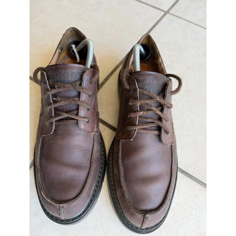 ClaTimberland Men’s Brown Leather Waterproof Oxfords Shoes Split Toe Sole Repair